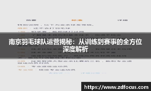 南京羽毛球队运营揭秘：从训练到赛事的全方位深度解析