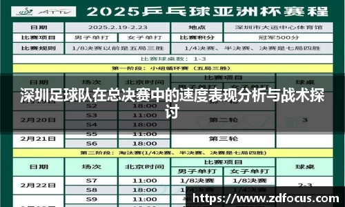 深圳足球队在总决赛中的速度表现分析与战术探讨